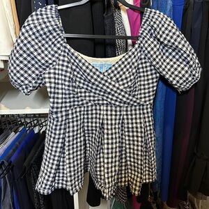 Draper James top blue and white